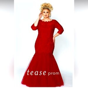 Tease Prom by Sydney’s Closet Style TE1908 size 16 Red Mermaid Gown NWT